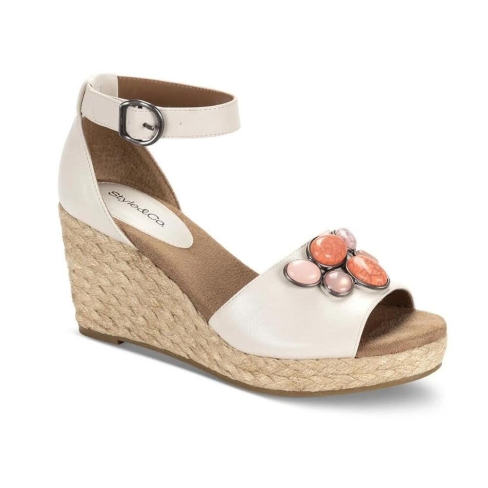 Style & Co. Women's Seleeney Stone Embellished Wedge Sandals 5.5M